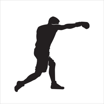 recommend clip art: Silhouette of male boxing player in isolate on a white background. Vector illustration.