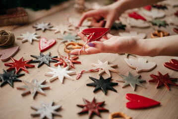 decoration for a Christmas tree made of clay, glazed