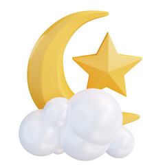 3D Illustration moon stars and clouds