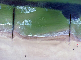 Aerial view. Seascape, Baltic sea, beach, winter, water, open space, nature.