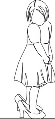 little girl in mother's shoes