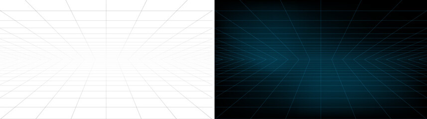 3D Wireframe grid, Dark and light.

