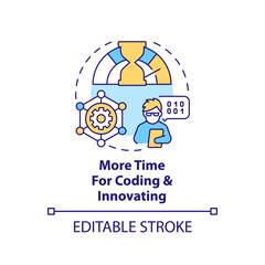 More time for coding and innovation concept icon. Serverless computing benefits abstract idea thin line illustration. Isolated outline drawing. Editable stroke. Arial, Myriad Pro-Bold fonts used