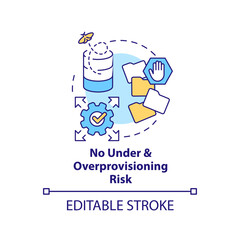 No under overprovisioning risk concept icon. Expand storage space. Digital memory abstract idea thin line illustration. Isolated outline drawing. Editable stroke. Arial, Myriad Pro-Bold fonts used