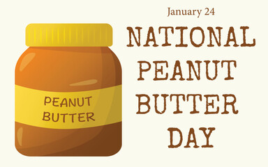 National Peanut Butter Day. Peanut Butter in jar in flat style
