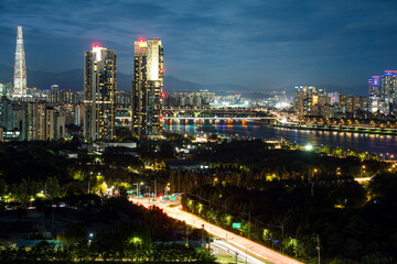Obraz premium Night view around Seoul, Korea