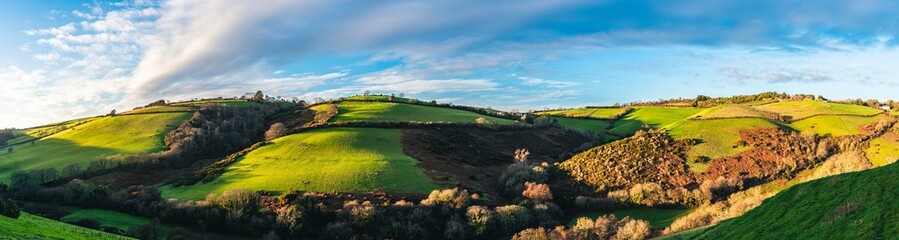 Fototapeta na wymiar Fields and Farms over Man Sands from a drone, Brixham, Kingswear, Devon, England, Europe