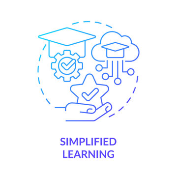 Simplified learning blue gradient concept icon. Elearning. Learning management system benefit abstract idea thin line illustration. Isolated outline drawing. Myriad Pro-Bold font used