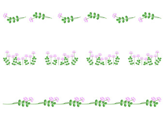 Set of 3 kinds of milk vetch flowers border decorations