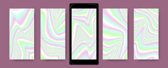 Multicolor Holographic Background. Abstract Vibrant Templates for Mobile. Mesh Wave Textures. Holography Wallpapers. Neon Fluid Screensaver. Bright Gradient Liquids. Vector Hologram Set.