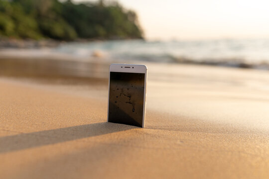 phone on the beach