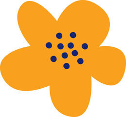 Cartoon hand drawn abstract flower flat icon