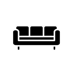 Sofa black glyph icon. Sectional leather couch. Furnishing for living room. Modern contemporary home furniture store. Silhouette symbol on white space. Solid pictogram. Vector isolated illustration