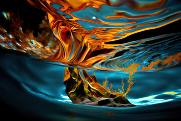 Obraz na płótnie Canvas Digital art, abstract patterns formed by color melting into water