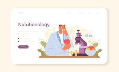 Nutritionist web banner or landing page. Nutrition therapy with healthy