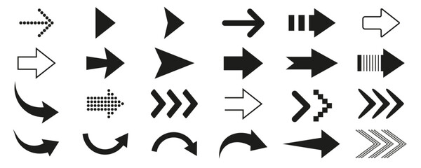 Arrow set vector icons.  Isolated arrow symbols. Arrow black icon. Vector illustration. - obrazy, fototapety, plakaty