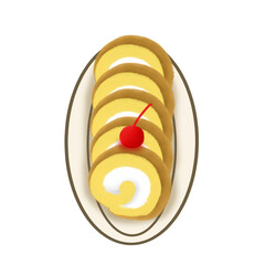 Rolled cake on plate