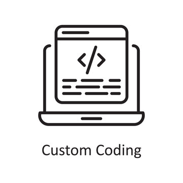 Custom Coding Vector Outline Icon Design illustration. Design and Development Symbol on White background EPS 10 File