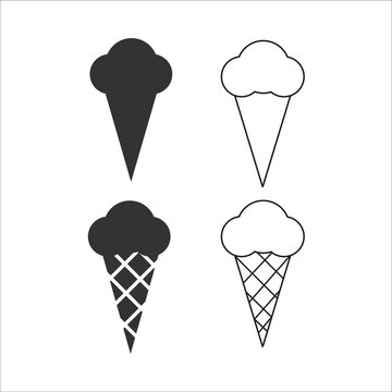 Ice Cream Icon. Cool Food Set Line And Background Vector Ilustration.