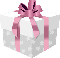 3d gift box with bow in pink tones