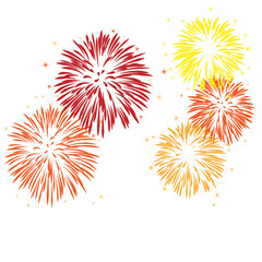 Vector illustration with different colorful fireworks on PNG white transparent background  02