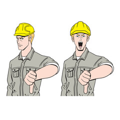 駄目だしする白人の工事現場員