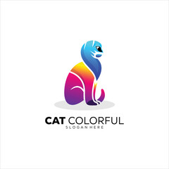 Cat design logo template colorful