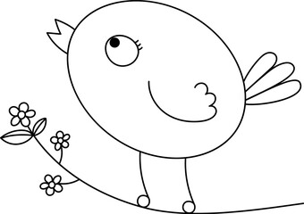 Cute cartoon bird sing 