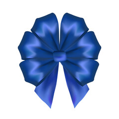 Volumetric decorative blue bow Christmas and happy new year symbol
