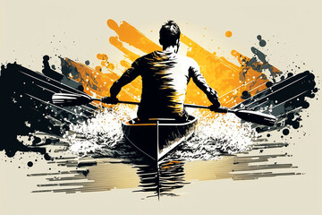 rowing  illustration. Generative AI