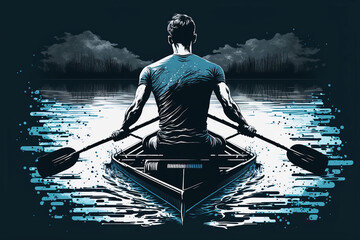 rowing  illustration. Generative AI