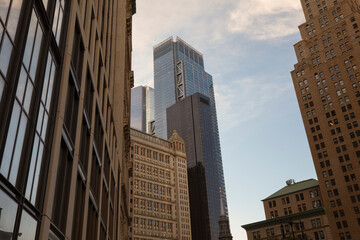 District with brick skyscrapers in New York