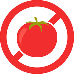 Allergen food flat icon Ban to tomato