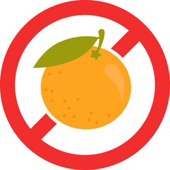 Allergen food flat icon Ban to orange