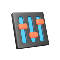 Sound mixer 3d icon. mixing desk. Isolated object on a transparent background