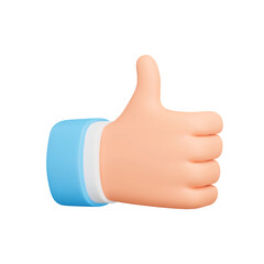 Thumbs up 3d icon. Positive rating. Liked. Hand with thumbs up. Isolated object on a transparent background - obrazy, fototapety, plakaty