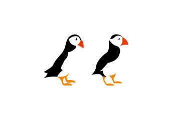 Simple Puffin Logo Design Vector
