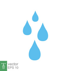 Water drops icon. Simple flat style. Raindrop, puddle, blue liquid, nature concept. Vector illustration design isolated on white background. EPS 10.