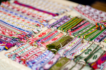 Details of a traditional colorful Lithuanian weave