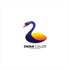 Swan color logo design template colorful