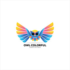 Owl design logo template colorful