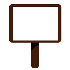 貼り紙付きのシンプルな木製の看板　ダークブラウン　白フチ