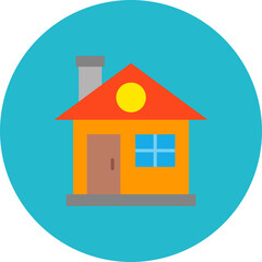 Home Multicolor Circle Flat Icon