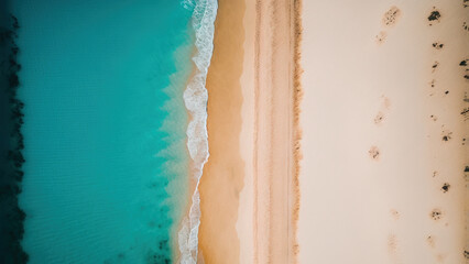 Fototapeta na wymiar Aerial photo of summer beach and blue ocean. Drone Photo
