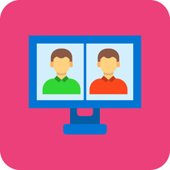 Video Call Multicolor Round Corner Flat Icon