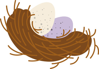 Bird eggs inside nest flat icon