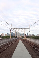 Naklejka premium The railway view from commuterline station in Jakarta, Indonesia