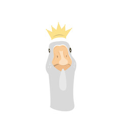 King goose in crown isolated. Cartoon Vector illustration