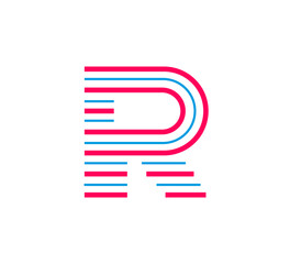 Modern linear uppercase r logo. Futuristic corporate identity logo, company graphic design.