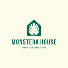 monstera deliciosa house garden maintenance real estate property custom logo design vector